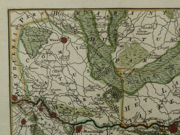 Holland - Limburg, Venlo, Roermond, Maaseik, Gennep; Hendrik de Leth - Caarte van Rivier de Maase van Maaseyk tot aan Gennep - 1721-1750