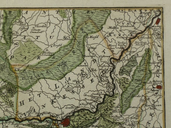 Holland - Limburg, Venlo, Roermond, Maaseik, Gennep; Hendrik de Leth - Caarte van Rivier de Maase van Maaseyk tot aan Gennep - 1721-1750