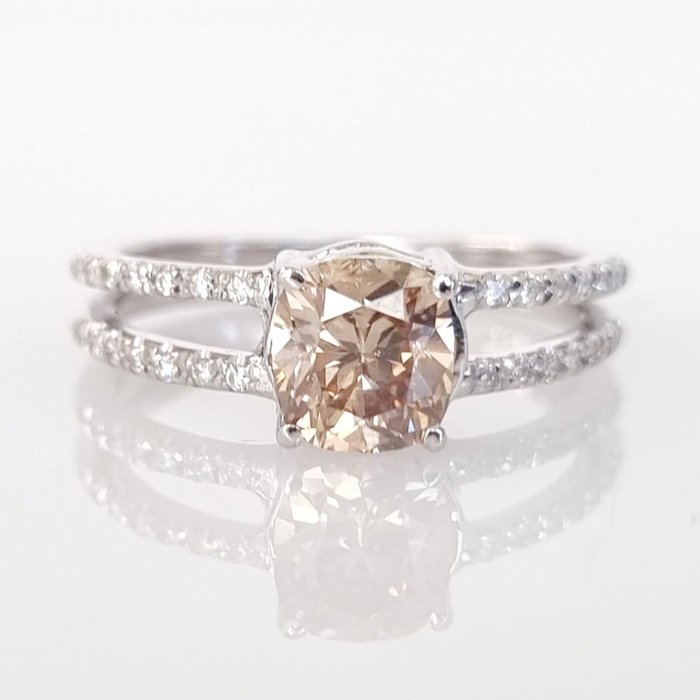 Forlovelsesring - 18 kraat Hvidguld -  1.18ct. tw. Brun Diamant (Naturfarvet)