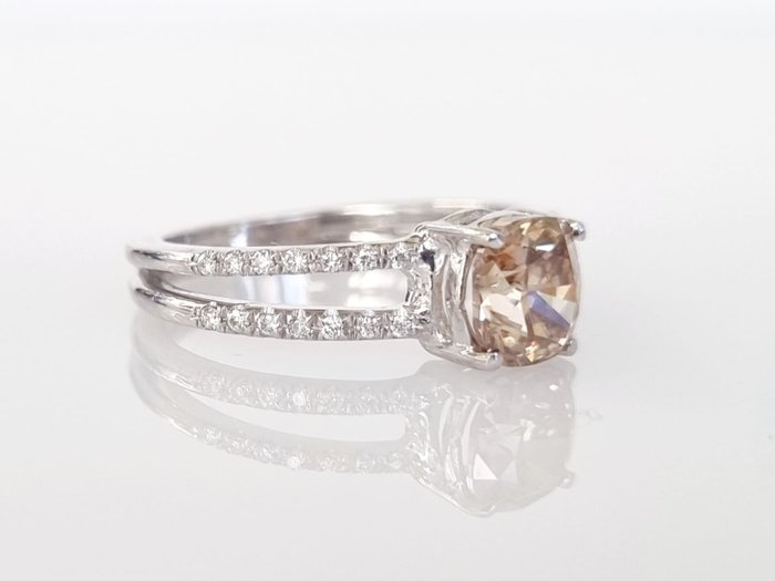 Forlovelsesring - 18 kraat Hvidguld -  1.18ct. tw. Brun Diamant (Naturfarvet)