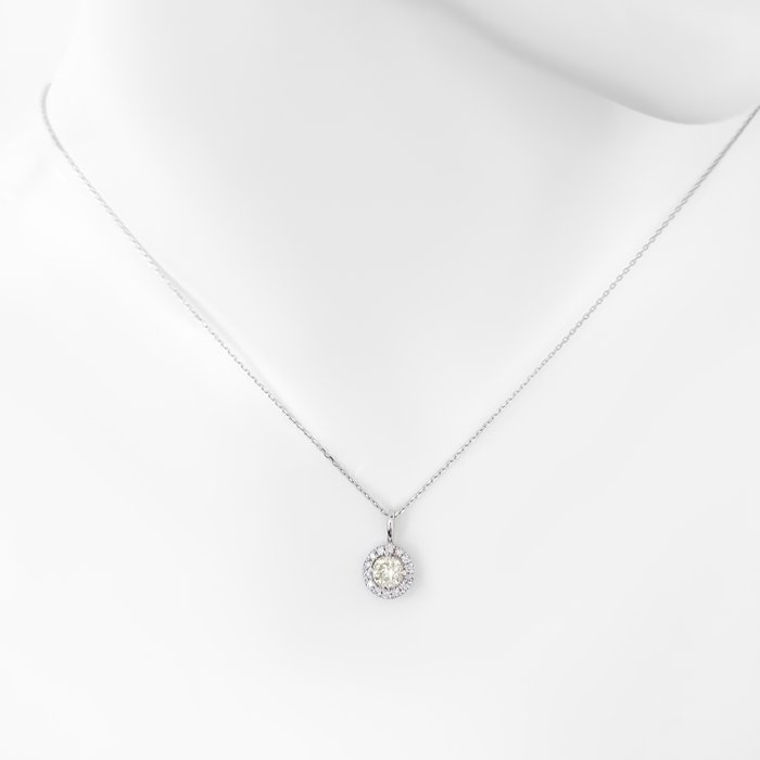 Ingen mindstepris - Vedhæng - 14 karat Hvidguld -  0.55ct. tw. Gul Diamant (Naturfarvet) - Diamant