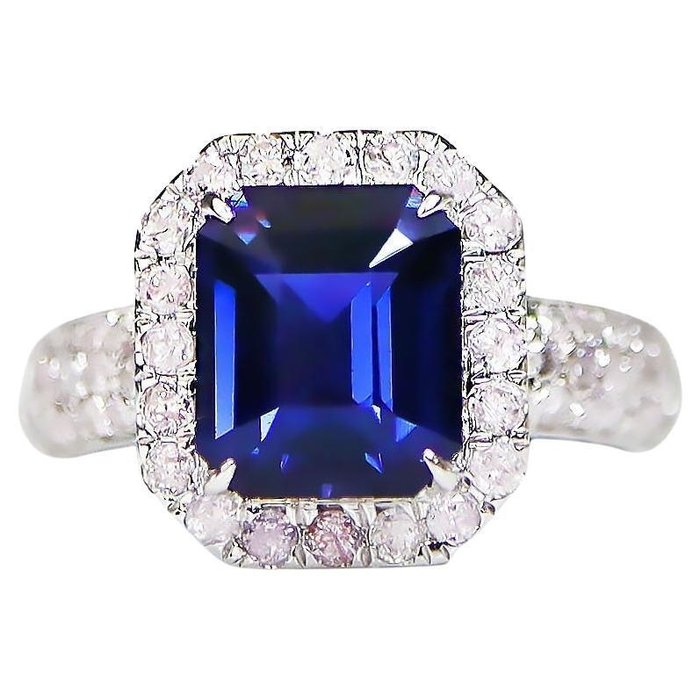 Ingen mindstepris - Ring - 14 karat Hvidguld -  3.59ct. tw. Spinel - Diamant - IGI 2,90 ct farveskift