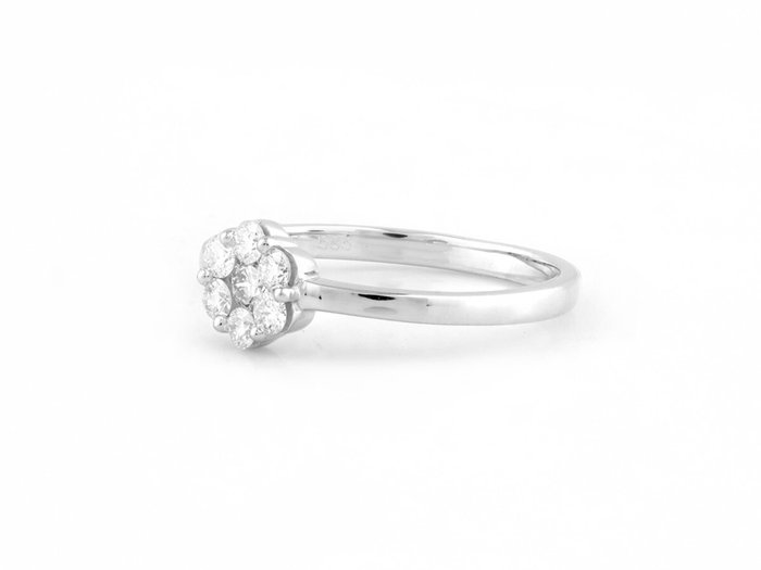 Ring - 14 karat Hvidguld -  0.33ct. tw. Diamant (Natur)