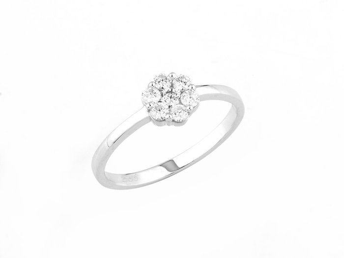 Ring - 14 karat Hvidguld -  0.33ct. tw. Diamant (Natur)