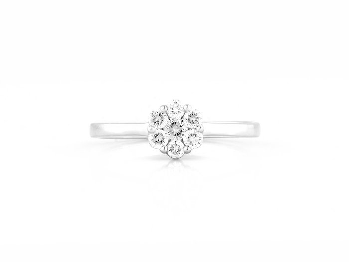 Ring - 14 karat Hvidguld -  0.33ct. tw. Diamant (Natur)