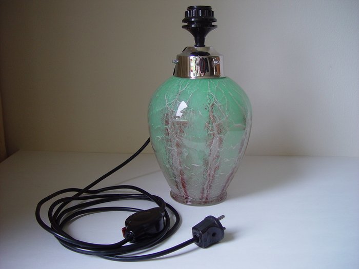 WMF / Geislingen - Karl Wiedmann - Vase monteret som lampe - glas metal - Ikora glaskunst