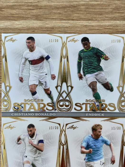 2023 Leaf Soccer Stars Pelé, Messi, Haaland, Zidane - Set Parallel /30 Card - Glimrende (EX)