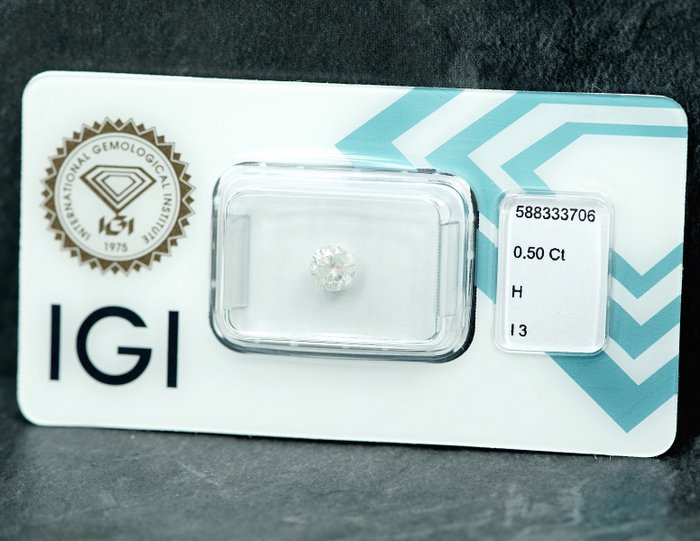 1 pcs Diamant  (Natur)  - 0.50 ct - H - I3 - International Gemological Institute (IGI)