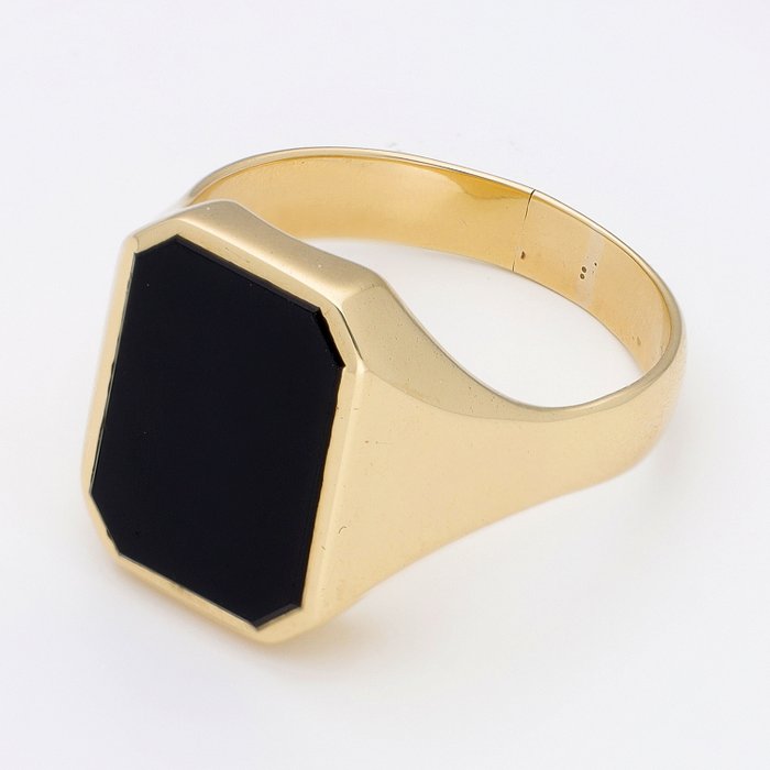 Ring - 14 karat Gulguld Onyx