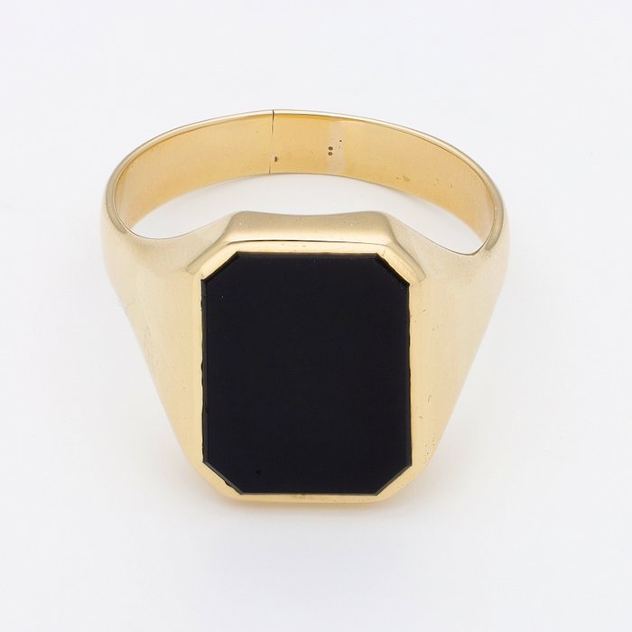 Ring - 14 karat Gulguld Onyx