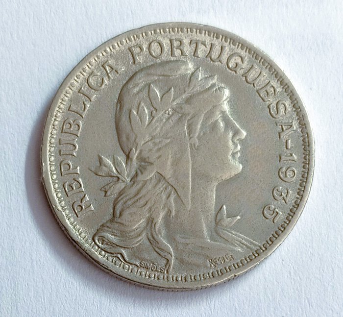 Portugal. Republic. 50 centavos 1935 - Alpaca - Rara