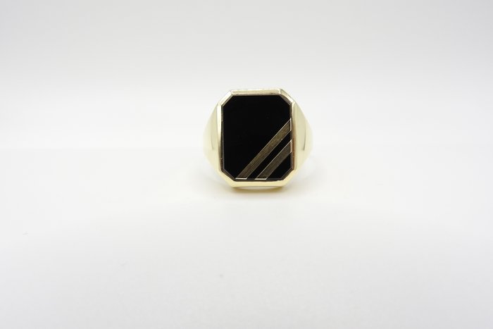 Signetring - 14 karat Gulguld Onyx