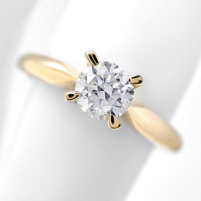 Ring - 14 karat Gulguld -  040ct tw Diamant (Natur)