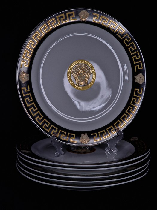 Da Vinci Collection .999 (24kt gold) - Middagssæt (6) - Nero Limited Edition - Porcelæn