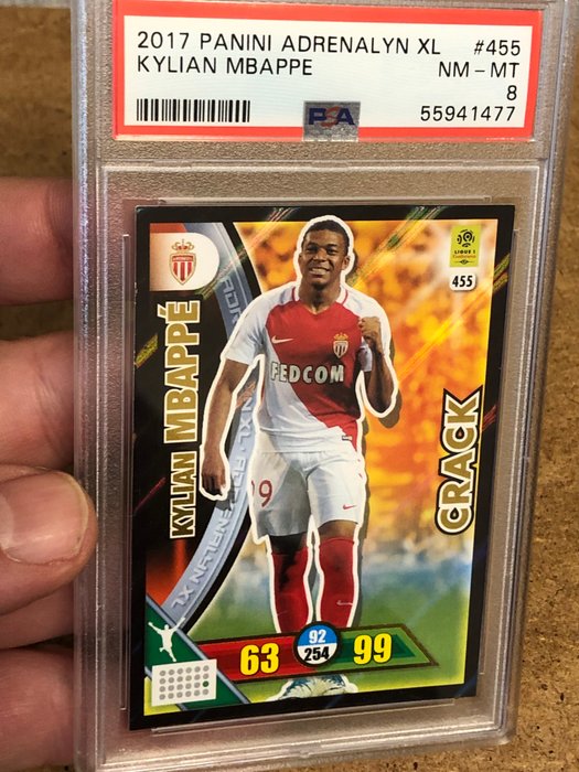 2017/18 Panini Foot Adrenalyn XL Kylian Mbappé #455 Crack - Rookie PSA 8 Graded card