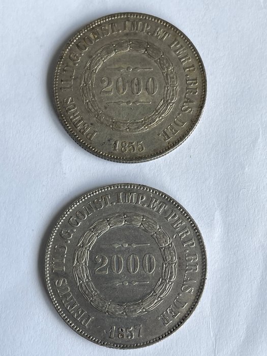 Brasilien Pedro II (1831-1889) 2000 Reis 1855/1857 (2 monedas)  (Ingen mindstepris)