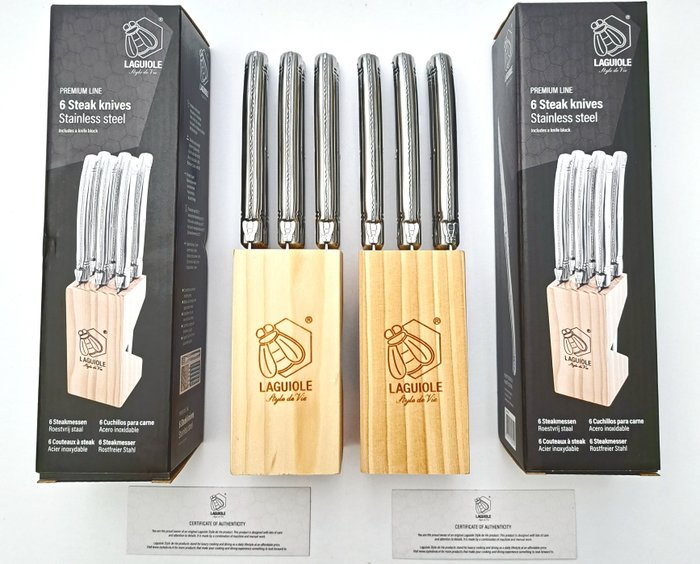 Laguiole - 12x Steak Knives - completely Stainless Steel - style de - Bordknive sæt (12) - Rustfrit stål