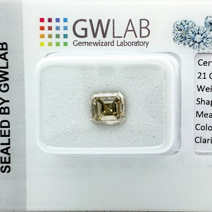 Ingen mindstepris - 1 pcs Diamant  (Naturfarvet)  - 1.15 ct - Rektangel - Fancy deep Grå - SI1 - Gemewizard Gemological Laboratory (GWLab)