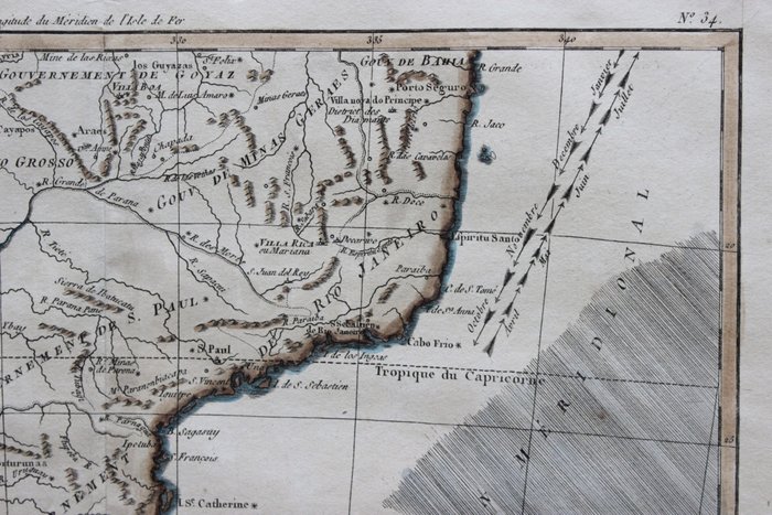 Sydamerika - Brasilien; Bonne / Raynal - Carte de la partie méridionale du Bresil (...) - 1780