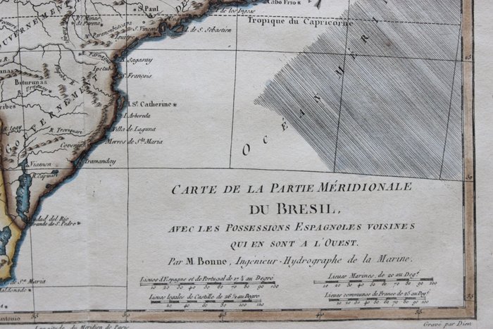 Sydamerika - Brasilien; Bonne / Raynal - Carte de la partie méridionale du Bresil (...) - 1780