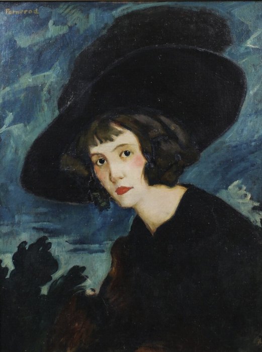 Rodolphe Fornerod (1877-1953) - Portret van dame met hoed