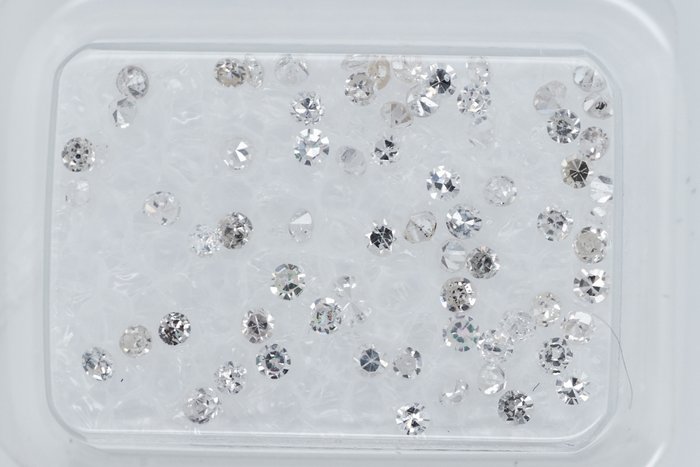 Ingen mindstepris - 71 pcs Diamant  (Natur)  - 0.89 ct - E, I - I3, VS1 - Gem Report Antwerp (GRA) - Rund enkelt snit