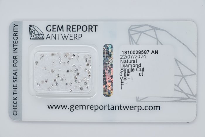 Ingen mindstepris - 71 pcs Diamant  (Natur)  - 0.89 ct - E, I - I3, VS1 - Gem Report Antwerp (GRA) - Rund enkelt snit