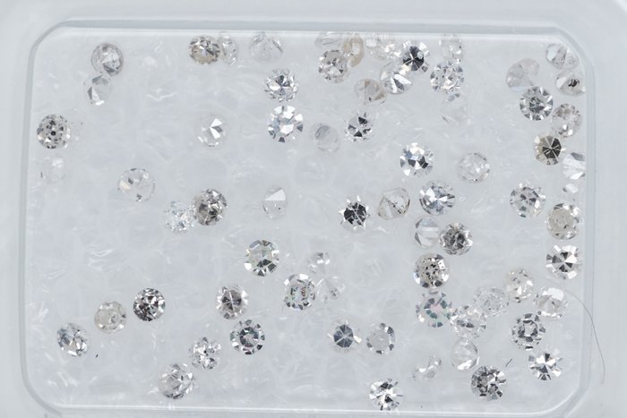 Ingen mindstepris - 71 pcs Diamant  (Natur)  - 0.89 ct - E, I - I3, VS1 - Gem Report Antwerp (GRA) - Rund enkelt snit