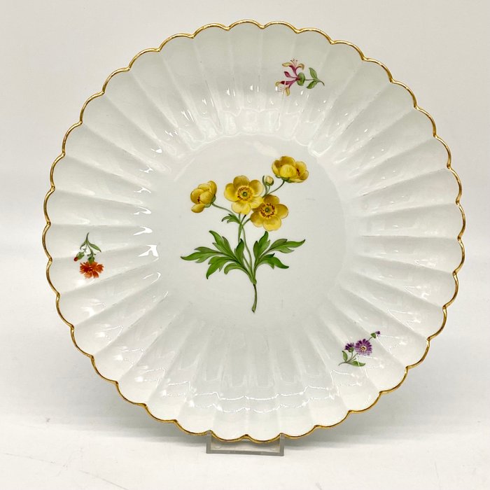 Meissen - Fad - Blumenmalerei - Porcelæn - Blæserlyd 28 cm