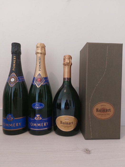 1 Botlle Champagne Ruinart Brut  1 Bottle Champagne Pommery Brut  1 Bottle Champagne Pommery Brut - Champagne - 7 Flaske (0,75L)