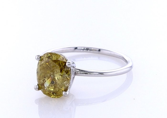 Ring - 14 karat Hvidguld -  2.01ct. tw. Diamant (Naturfarvet)