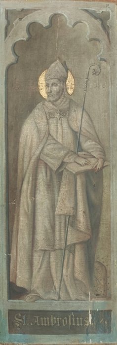 Tysk skole (XVII) - Saint Ambrosio grisaille 17th painting