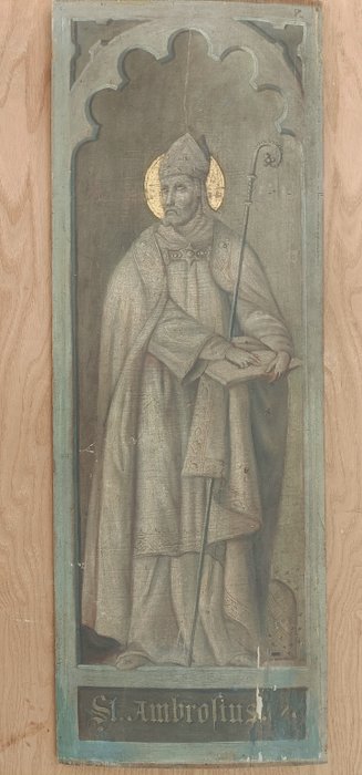 Tysk skole (XVII) - Saint Ambrosio grisaille 17th painting