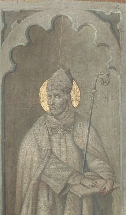 Tysk skole (XVII) - Saint Ambrosio grisaille 17th painting