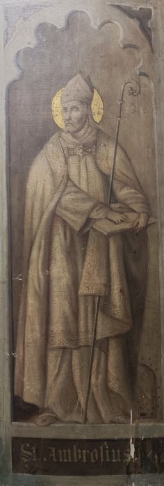 Tysk skole (XVII) - Saint Ambrosio grisaille 17th painting