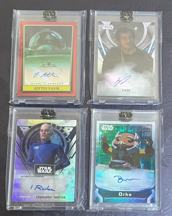 Topps - 4 Card - Star Wars Signature Series - 4x autograph cards - Moynihan, Ruskin, Bible, Altin - Orka, Valorum, Fixer, Seftin Vanik