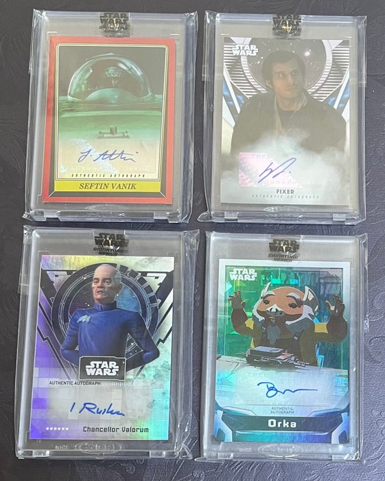 Topps - 4 Card - Star Wars Signature Series - 4x autograph cards - Moynihan, Ruskin, Bible, Altin - Orka, Valorum, Fixer, Seftin Vanik