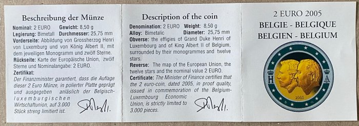 Belgien. 2 Euro 2005 Proof, Economic Union Belgium