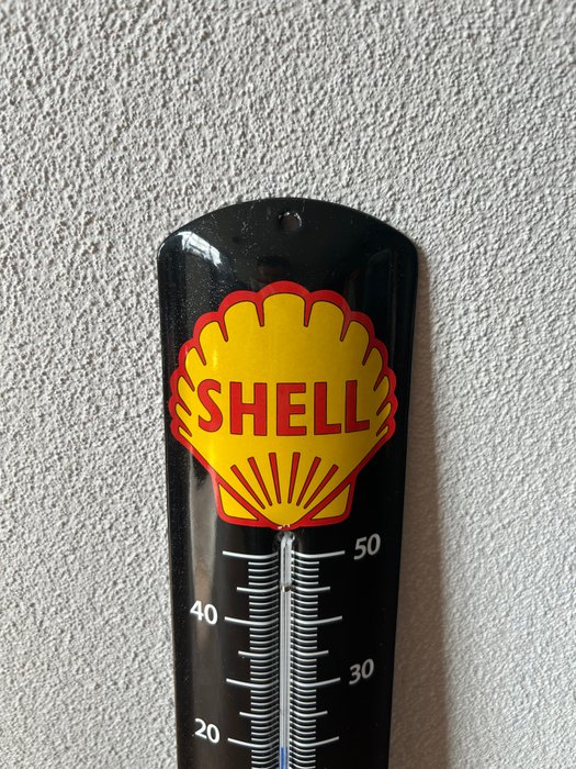 MOTOR OIL - SHELL - Emaljeskilt - Reklame termometer - Emalje, Metal