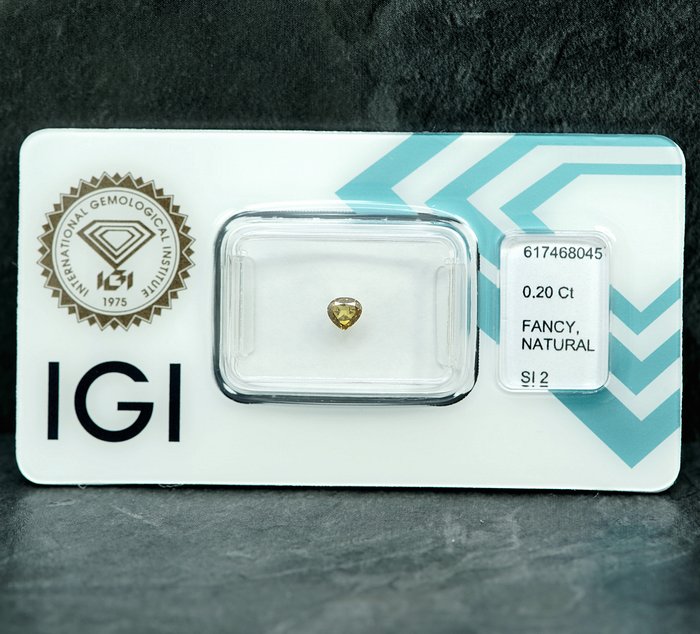 Ingen mindstepris - 1 pcs Diamant  (Naturfarvet)  - 0.20 ct - Fancy Grålig Gul - SI2 - International Gemological Institute (IGI)