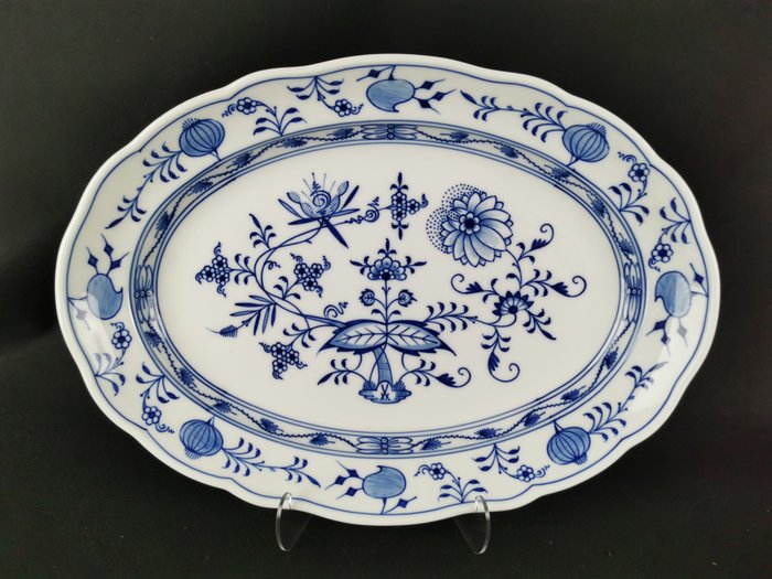 Meissen - Piatto ovale cipolla blu scuro L 42 cm - Serveringstallerken - Porcelæn