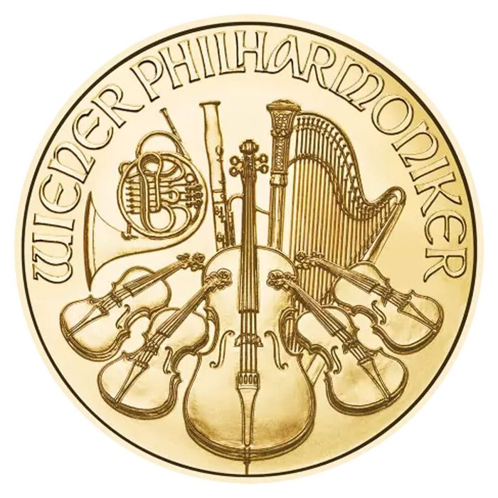 Østrig. 1/25 oz €4 EUR Austrian Gold Philharmonic Coin BU (Random Year)