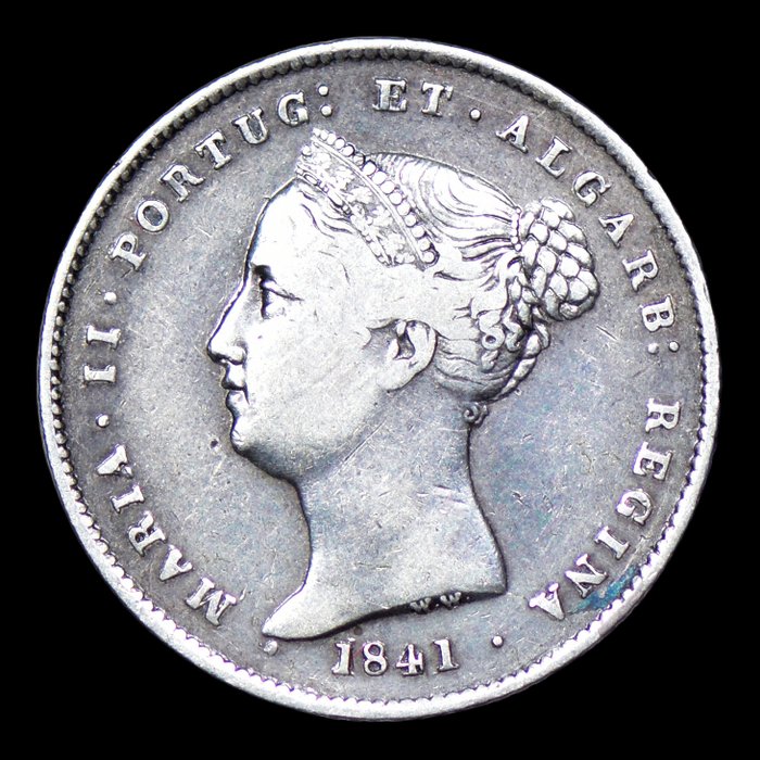 Portugal D Maria II (1834-1853) 200 Reis 1841 - Escassa