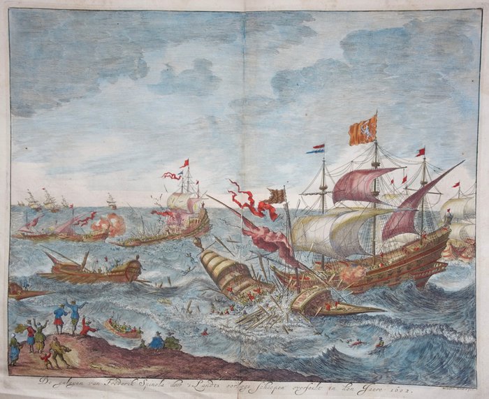 Belgien - Flandern; Jan Luyken - De galeyen van Frederik Spinola door 's Landts oorlogs scheepen overseilt in den Jaere 1602 - 1681