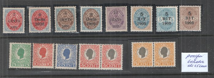 Dansk Vestindien 1895 - Smuk samling, bedre ubrugt / mint mint - nogle uden tyggegummi.