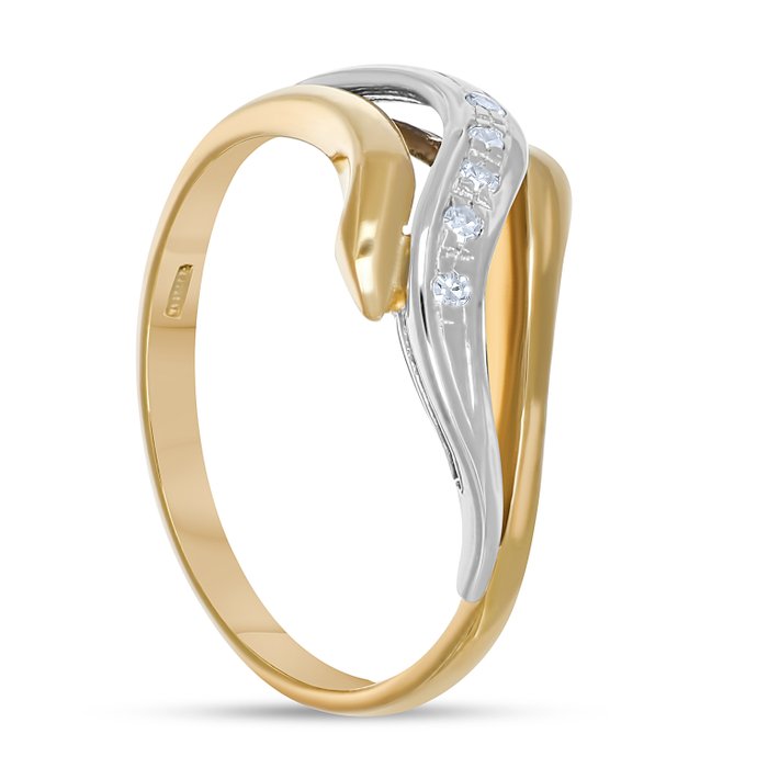 Ring - 18 kraat Gulguld Hvidguld -  005ct tw Diamant (Natur)