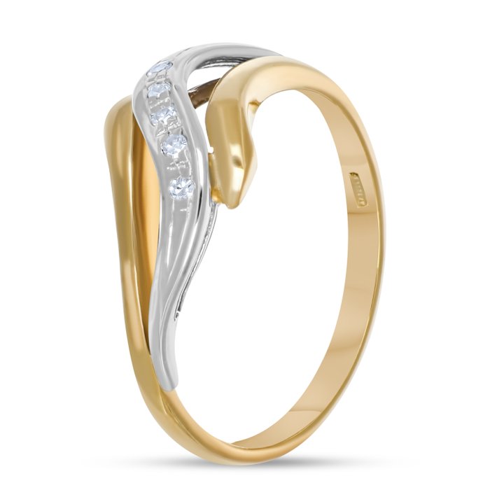 Ring - 18 kraat Gulguld, Hvidguld -  0.05ct. tw. Diamant (Natur)