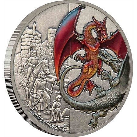 Niue. 5 Dollars 2019 Dragons Collection - The Red Dragon, 2 Oz (.999)