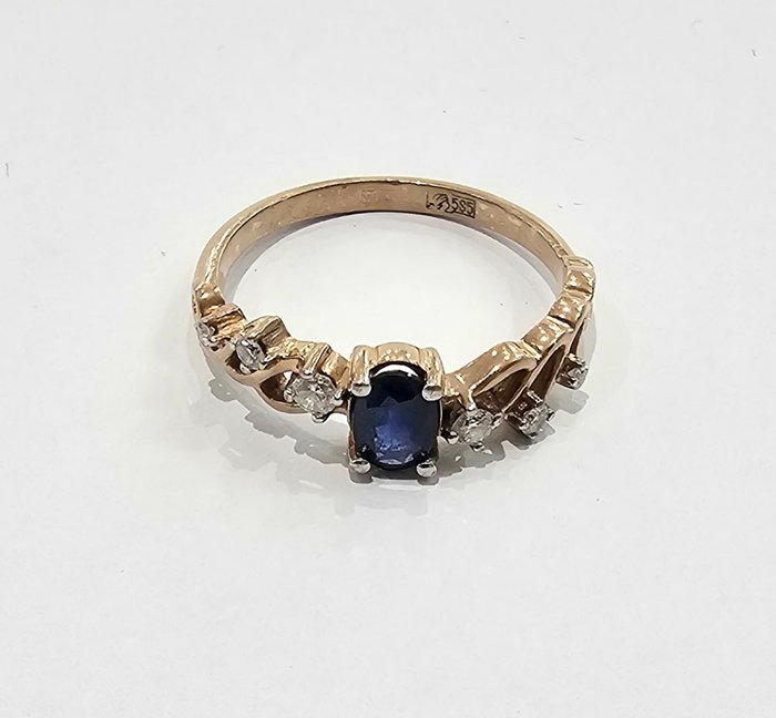 Statement-ring - 14 karat Rosaguld -  0.60ct. tw. Safir - Diamant