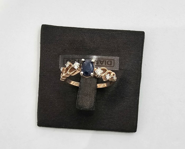 Statement-ring - 14 karat Rosaguld -  0.60ct. tw. Safir - Diamant